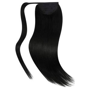 Extensiones de Cabello Humano Natural Negro Doble Trama Grado 9A, Cola de Caballo con Clip, Ondulado Liso Sedoso, 100g - Product Image 1