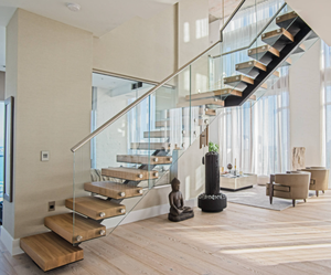 <span class=keywords><strong>Escalier</strong></span> de maison de villa à guichet unique Escaliers droits flottants Conceptions d'escaliers intérieurs en <span class=keywords><strong>bois</strong></span> durables personnalisés - Product Image 3