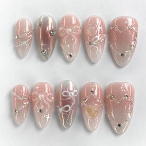 <span class=keywords><strong>Uñas</strong></span> Postizas Pintadas a Mano con Rosas Rosadas, <span class=keywords><strong>Uñas</strong></span> <span class=keywords><strong>Acrílicas</strong></span> de Ojo de Gato Personalizadas, <span class=keywords><strong>Uñas</strong></span> de Primavera Hechas a Mano, <span class=keywords><strong>Uñas</strong></span> Almendradas Brillantes, Precio al por Mayor - Product Image 5