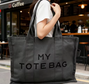 Bolso Tote de Lona con Correa Larga y Estampado de Letras Grandes, Estilo Simple y Moderno, de un Solo Hombro, Nuevo, Directo de Proveedor - Product Image 1