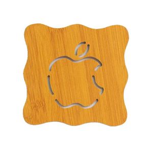Salvamanteles de madera con forma irregular, diseño hueco de manzana, aislante del calor, para vajilla de cocina, soporte para tazas - Product Image 1
