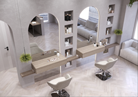 Solution complète de mobilier de salon avec conception 3D gratuite – Salon de coiffure tout-en-un, salon de manucure moderne et luxueux, ensemble de meubles vitrine.