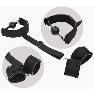 Kit de Contrainte BDSM pour Cou et Poignets avec <span class=keywords><strong>Boule</strong></span>, Jouets Sexuels pour Couples, Collier Réglable, Menottes de Dos, Menottes de Poignets, Équipement de Bondage - Product Image 3