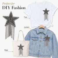 Patch étoile en strass à franges, applique thermocollante à pampilles en cristal argenté pour vestes et sacs - Décoration de mode DIY, échantillon disponible en 7 jours