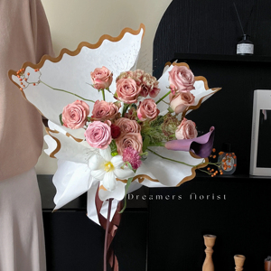 Hoa tươi nguyên liệu bao bì nguyên liệu hoa ngày lễ tình nhân hoa tươi mới gói giấy biên giới - Product Image 4