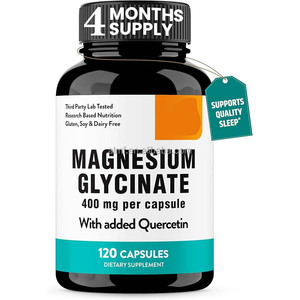 Glicinato de Magnesio 400mg + Quercetina de Sophora Japonica, 120 Cápsulas, Suministro para 4 Meses, Probado en <span class=keywords><strong>Laboratorio</strong></span> de Terceros, Sin Gluten, Sin Soya, Sin Lácteos - Product Image 1