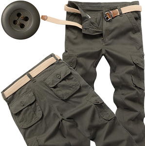 Pantalon cargo en coton pour homme, taille <span class=keywords><strong>plus</strong></span>, décontracté, multi-poches, camouflage, extérieur, avec devant plat, taille moyenne, fermeture éclair - Product Image 5