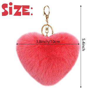 Trái tim lông Pompom bóng móc khóa Keychain với Fluffy Pom Pom bóng cho cô gái Phụ nữ túi pompoms <span class=keywords><strong>Keyring</strong></span> Faux Thỏ lông phồng quả bóng - Product Image 5