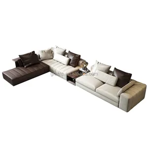 Set divano con struttura in legno con schiuma spessa divano in pelle