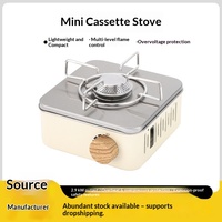 Réchaud à gaz portable mini cassette pour camping extérieur, coupe-vent, à butane, avec protection anti-extinction de flamme, pour 3-5 personnes, idéal pour pique-nique et fondue