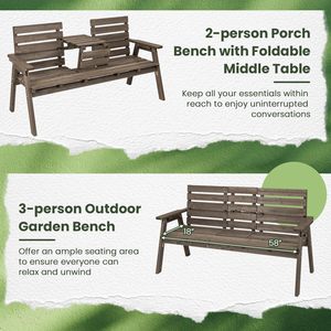 <span class=keywords><strong>Panca</strong></span> da Esterno in Legno di Abete con Tavolo Centrale Pieghevole - Product Image 3