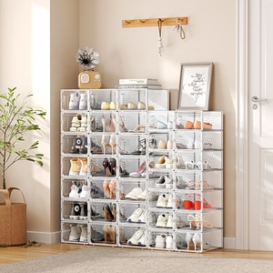 Clear Plastic Giant Magnetic Shoe Box Acrylic Shoe Storage Box Clear Plastic Stackable Foldable Shoe Storage Box