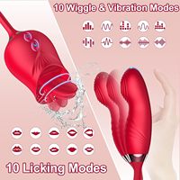 10-Gang Klopf- und Vibrations-G-Punkt-Vibrator für vaginale und klitorale Stimulation, Nippel- und Zungenleck-Vibrator in Rosenform für Frauen – Sexspielzeug
