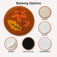 Fabricant de patchs brodés en chenille à motif feuillage d'automne personnalisé, applique en tissu bouclé doux pour vêtements et sacs