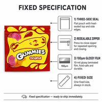 Sacs Mylar refermables anti-odeur à fermeture éclair pour bonbons gélifiés et chewing-gums, scellés sur 3 côtés, emballage plastique en vrac