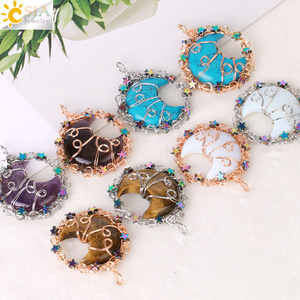 CSJA-colgante de cristal envuelto en piedra Natural, luna creciente, estrella, H028, venta al por mayor - Product Image 2