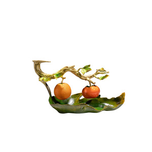 Copper And Gold Years Persimmon Copper Ornament Brass <b>Decorative</b> <b>Plate</b> Chinese Style Living Room Decoration - Product Image 5