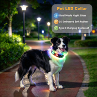 Collier LED pour chien en caoutchouc souple gaufré 3D, double éclairage nocturne, chargement USB-C, anti-poussière, taille réglable, personnalisation du logo prise en charge