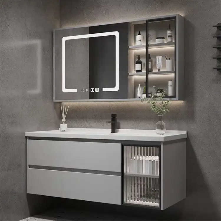 Nội thất phòng tắm vanities với Top PVC Phòng bột thanh lý cao cấp hiện đại gỗ rắn Canada phòng tắm Vanity