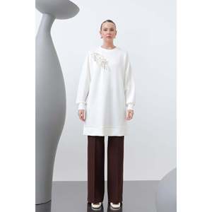 Tunique pour femme avec broderie sur l'épaule - 10629TNK - ECRU - Product Image 3