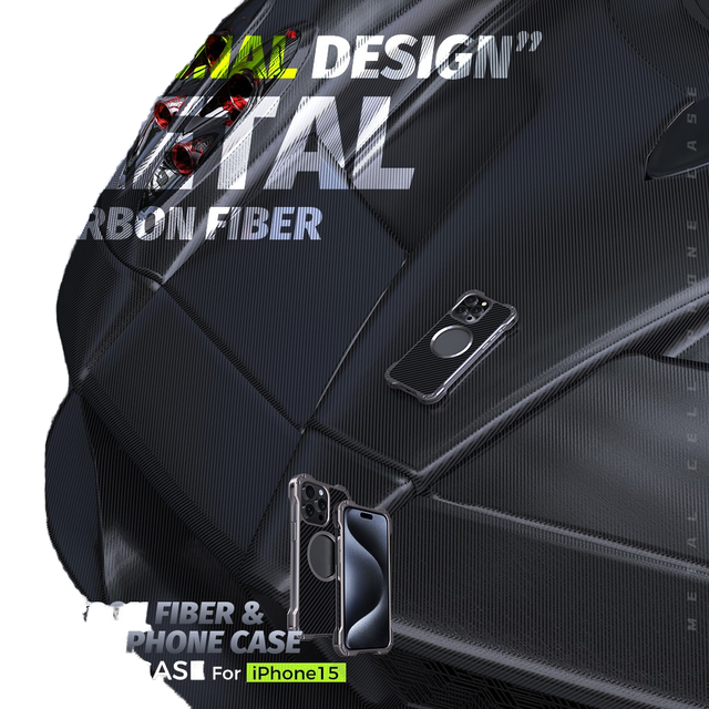 Wholesale High Quality Carbon Fiber Aluminum Metal Magnetic Wireless Charging Phone case Cover for Phone 15 Pro Max Business Men