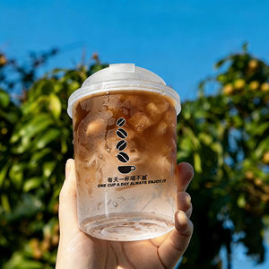 Prix d'usine, logo personnalisé, gobelets en plastique jetables à paroi simple de 16/24 oz, couvercles transparents givrés en PP 90 mm, pour café, boissons gazeuses, soda - Product Image 2