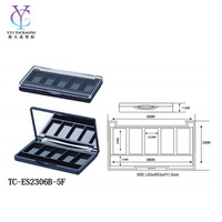 Palette de fards à paupières carrée 5 couleurs avec logo personnalisé, miroir, boîtes en plastique recyclé, étui compact vide pour poudre, conteneur pour blush