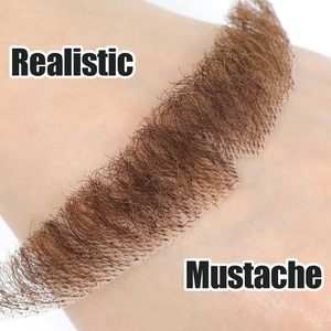 <span class=keywords><strong>Baffi</strong></span> e Barba <span class=keywords><strong>Finti</strong></span> <span class=keywords><strong>Realistici</strong></span> Marroni Fatti a Mano in Capelli Indiani di Grado Remy con Laccio per Costumi Divertenti e Feste in Maschera - Product Image 3