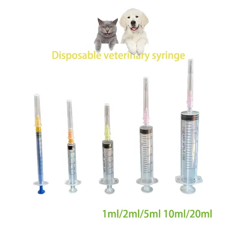 動物病院用注射針付き医療用滅菌使い捨て獣医用注射器
