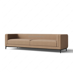 Canapé FERLY moderne et minimaliste de style industriel avec pieds en métal <span class=keywords><strong>noir</strong></span> fins, élégant canapé en <span class=keywords><strong>velours</strong></span> camel 2 places pour bureau de direction - Product Image 3