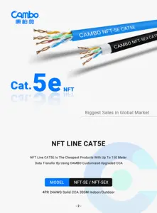 Kabel CAM BO NFT Line harga lebih murah kabel Cat5e 24awg Solid CCA 1000ft 305m kabel 5e 100mts UTP 5e 305M kabel cat5e
