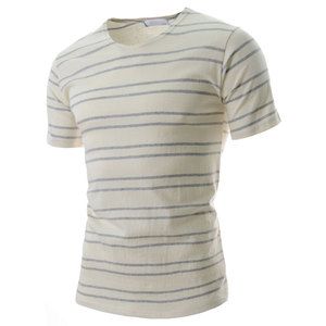 Camiseta a rayas personalizable, cuello redondo, manga corta, Jersey transpirable, tejido de punto, compresión de talla grande, estampado personalizado - Product Image 1