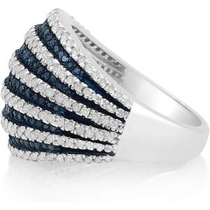 Ornaatis Diamond <b>Ring</b> 2.08 Cttw Round Cut Blue White Enhanced Sterling Silver Engagement Wedding Women's - Product Image 2