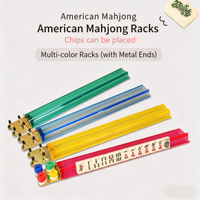 Règle de Mahjong Américain Moderne Multicolore en Acrylique, Support Pliable Portable pour Mahjong avec Tête en Fer et Outil de Tri de Cartes