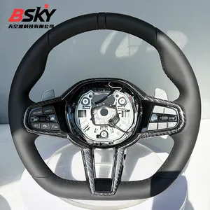 Volante in Pelle e Fibra di Carbonio Adatto per BMW CS, Compatibile con Serie F F10 F20 F30 F22 F15 F18 <span class=keywords><strong>G20</strong></span> G02 G06 F11 <span class=keywords><strong>G30</strong></span> - Product Image 1