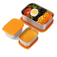 Boîte à lunch carrée hermétique en acier inoxydable 304 Yolecen, couvercle en silicone de qualité alimentaire, récipient de conservation des aliments pour adultes de 230 ml/720 ml