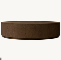 Table basse ronde en chêne moderne, durable et écologique, fabriquée à la main par RHMONTECITO, pour le salon