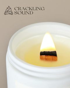 Bougie pilier artisanale en cire de soja écologique parfumée à la cannelle et à l'épices de <span class=keywords><strong>citrouille</strong></span>, avec mèche en bois et couvercle en métal pour les fêtes/Noël - Product Image 2