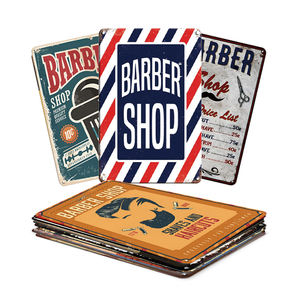 Carteles de hojalata personalizados, decoraciones de barbería, placas de Metal de corte de pelo para colgar en la pared Retro Vintage, <span class=keywords><strong>cueva</strong></span> de hombre con precio de fábrica - Product Image 1