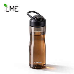Bouteille d'eau portable en plastique avec logo personnalisé, couvercle à clapet, poignée, graduations, anti-fuite, pour le sport, la gym et les activités de plein air - Product Image 1