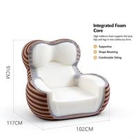 Fauteuil de salon moderne à rayures avec ottoman, confort supérieur, garnissage en éponge, mousse haute densité, extensibilité spéciale