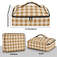 Sac isotherme rectangulaire marron personnalisé à imprimé Palaka hawaïen, 15L, imperméable, pour livraison de repas, transport de plats chauds et déjeuner