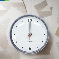 Jam dinding kamar mandi, dekorasi rumah Quartz Mini Analog bundar ABS untuk ruang tamu dan fitur hisap dinding untuk dekorasi rumah