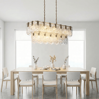 Lustre rectangulaire élégant en laiton et cristal, design moderne, en verre et cristal linéaire, pour îlots de cuisine et tables à manger
