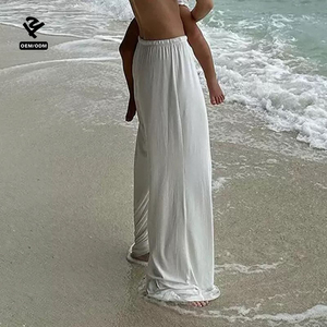 F5152 Spring Summer Clothes Simple Style Basic Solid Color Low Waist Elastic Straight Pants <strong>Women</strong> Breathable Wide-Leg <strong>Trousers</strong> - Product Image 5