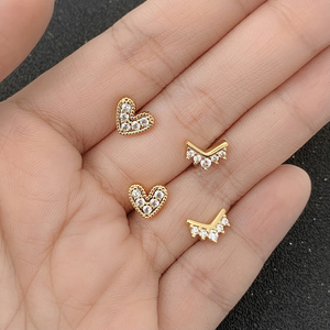 Boucles d'oreilles tendance en gros, prix d'usine, plaqué or 18 carats, forme cœur, pour femmes - Product Image 4