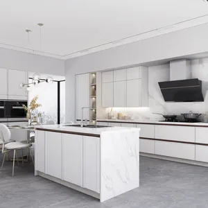 White lacquer modern modular kitchen cabinet design in China