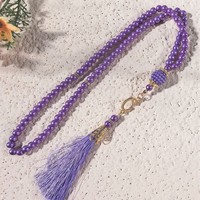 99 perles de 6 mm, imitation perle, tasbih, vente en gros, perles de prière musulmanes, chapelet islamique avec pompon