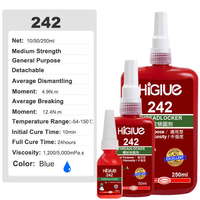 Fixateur de vis de force moyenne HiGlue 242 bleu 50ml, adhésif anaérobie pour boulons, écrous et goujons jusqu'à M36