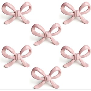 Pink Bow Furniture Handles Plastic Cabinet <b>Drawer</b> <b>Knobs</b> Novelty Shape Easy Installation - Product Image 1